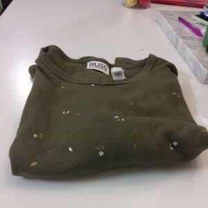 Russ Size L 12/14   Olive Sweatshirt with Floral Details